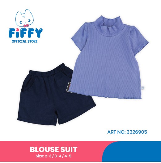 FIFFY RIBBED RUFFLE COLLAR BLOUSE SUIT BAJU BAYI (3326905)