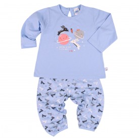 FIFFY SPACE BUNNY LONG SLEEVE GIRL PYJAMAS SUIT