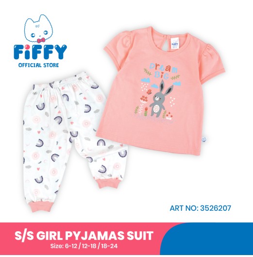 FIFFY DREAM BIG RABBIT SHORT SLEEVE + LONG PANT GIRL PYJAMAS SUIT BAJU BAYI (3526207)