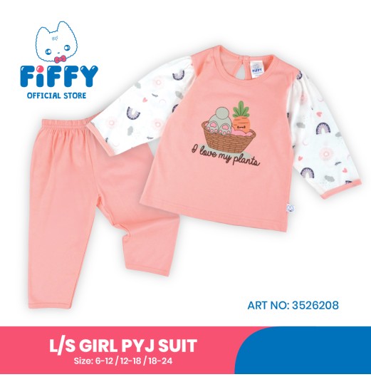 FIFFY PLANTS PRINT LONG SLEEVE + LONG PANT GIRL PYJAMAS SUIT BAJU BAYI (3526208)