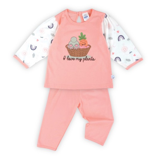 FIFFY PLANTS PRINT LONG SLEEVE + LONG PANT GIRL PYJAMAS SUIT BAJU BAYI (3526208)