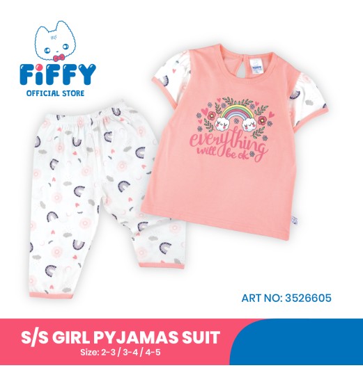FIFFY SWEET RAINBOW SHORT SLEEVE + LONG PANT T-SHIRT SUIT BAJU BAYI (3526605)
