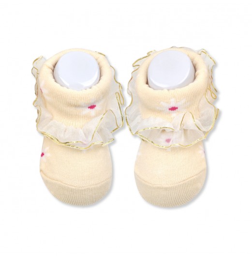 FIFFY FLOWER NEW BORN BABY SHOES SUPPORTER STOKIN BAYI (367)