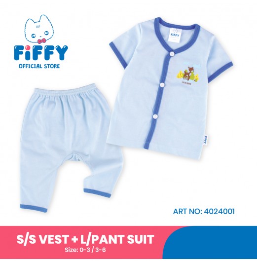 FIFFY TINY DEER DELIGHT SHORT SLEEVE VEST + LONG PANT SUIT