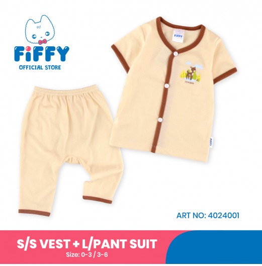 FIFFY TINY DEER DELIGHT SHORT SLEEVE VEST + LONG PANT SUIT