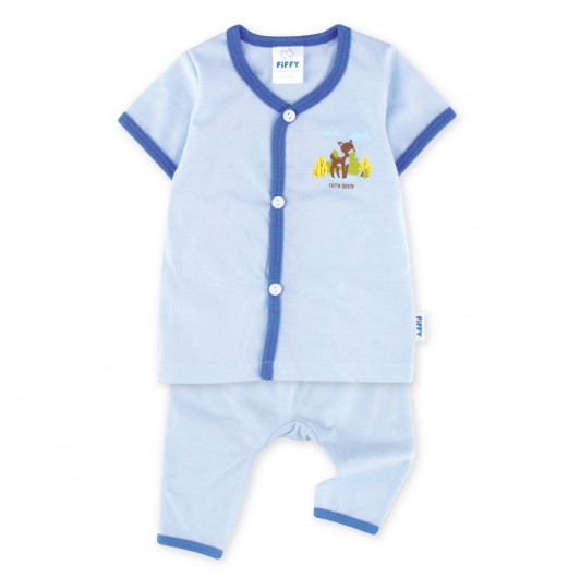 FIFFY TINY DEER DELIGHT SHORT SLEEVE VEST + LONG PANT SUIT