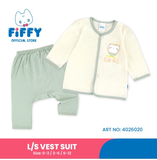 FIFFY COOL OWL LONG SLEEVE + LONG PANT VEST SUIT BAJU BAYI (4026020) FIFFY COOL OWL LONG SLEEVE + LONG PANT VEST SUIT BAJU BAYI (4026020)