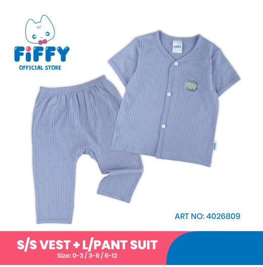 FIFFY SOFT RIBBED SHORT SLEEVE VEST + LONG PANT SUIT(4026809)