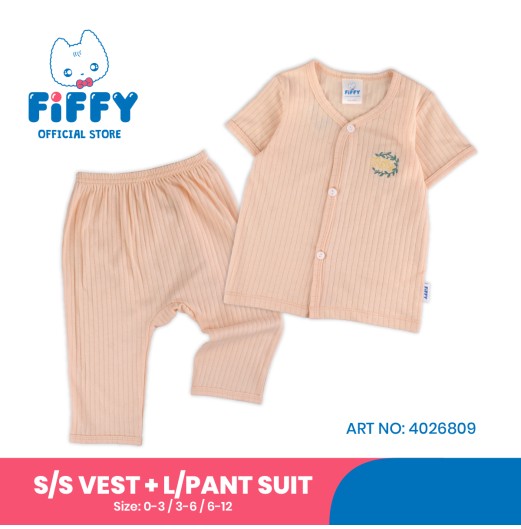 FIFFY SOFT RIBBED SHORT SLEEVE VEST + LONG PANT SUIT(4026809)