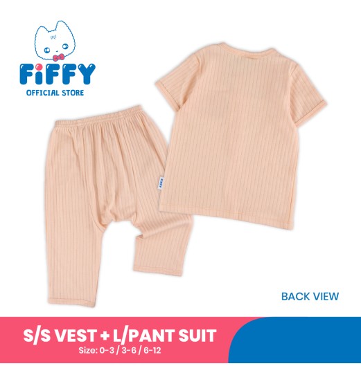 FIFFY SOFT RIBBED SHORT SLEEVE VEST + LONG PANT SUIT(4026809)