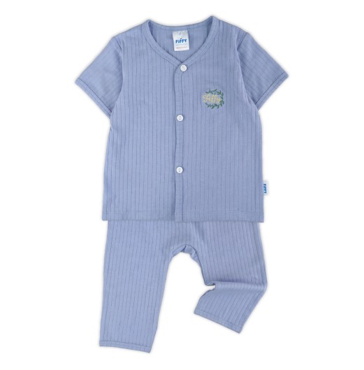 FIFFY SOFT RIBBED SHORT SLEEVE VEST + LONG PANT SUIT(4026809)