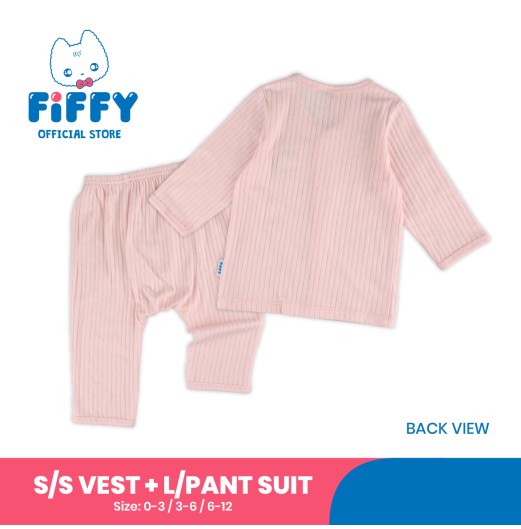 FIFFY SOFT RIBBED LONG SLEEVE VEST + LONG PANTS SUIT BAJU BAYI (4026810)