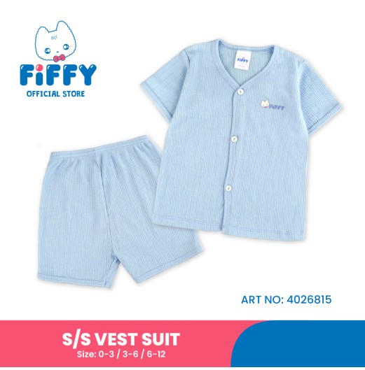 FIFFY SOFT RIBBED SHORT SLEEVE VEST + SHORT PANTS SUIT BAJU BAYI (4026815)