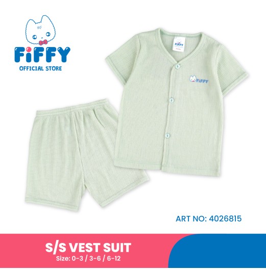 FIFFY SOFT RIBBED SHORT SLEEVE VEST + SHORT PANTS SUIT BAJU BAYI (4026815)
