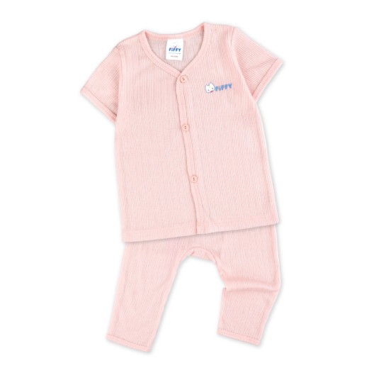 FIFFY SOFT RIBBED SHORT SLEEVE VEST + LONG PANT SUIT BAJU BAYI (4026816)