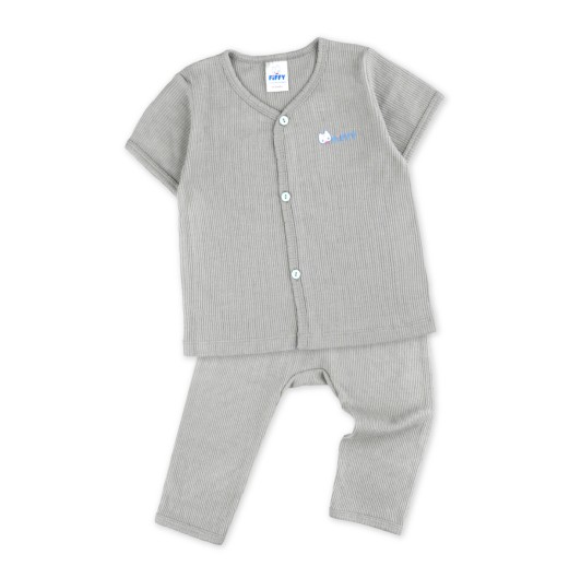 FIFFY SOFT RIBBED SHORT SLEEVE VEST + LONG PANT SUIT BAJU BAYI (4026816)