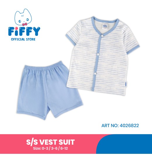 FIFFY STRIPE SHORT SLEEVE VEST + SHORT PANTS SUIT BAJU BAYI (4026822)