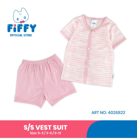 FIFFY STRIPE SHORT SLEEVE VEST + SHORT PANTS SUIT BAJU BAYI (4026822)