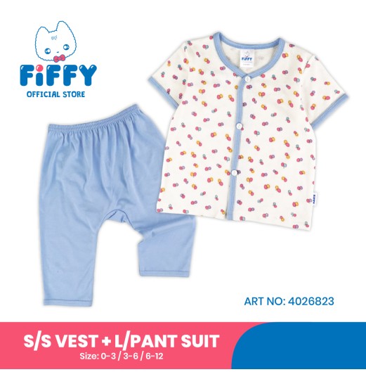 FIFFY SOFT RIBBED DOT VEST LONG PANT SUIT BAJU BAYI (4026823)