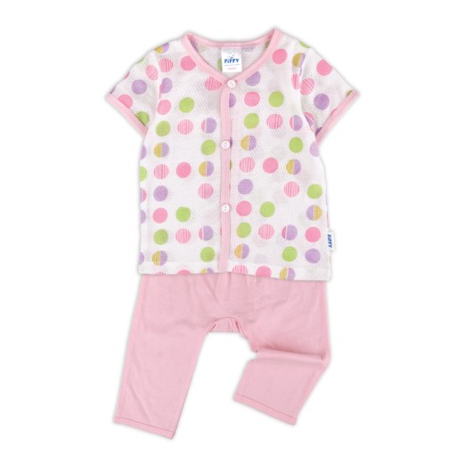 FIFFY SOFT RIBBED DOT VEST LONG PANT SUIT BAJU BAYI (4026823)