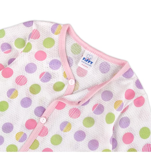 FIFFY SOFT RIBBED DOT LONG SLEEVE VEST + LONG PANTS SUIT BAJU BAYI (4026824)