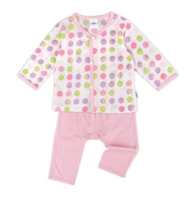 FIFFY SOFT RIBBED DOT LONG SLEEVE VEST + LONG PANTS SUIT BAJU BAYI (4026824)