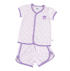 FIFFY PURPLISH FLOWER SHORT SLEEVE VEST SUIT