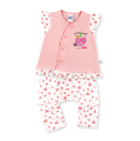 FIFFY SWEET PEACH SHORT SLEEVE VEST+ LONG PANT SUIT