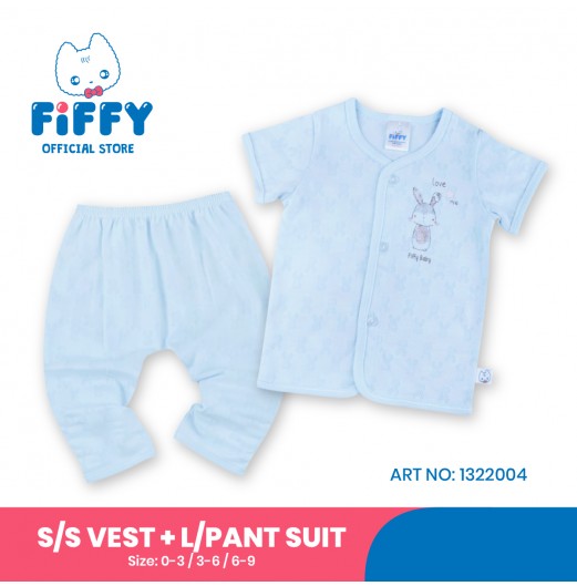 FIFFY LOVE RABBIT SHORT SLEEVE VEST+ LONG PANT SUIT