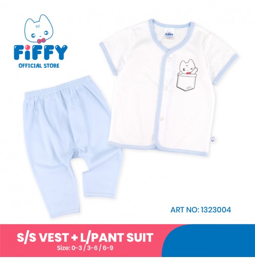 FIFFY CUTE POCKET SHORT SLEVEE VEST + LONG PANT SUIT