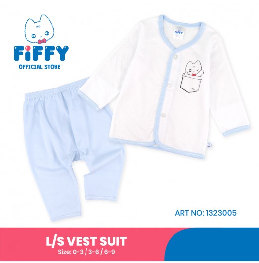 FIFFY CUTE POCKET LONG SLEEVE VEST SUIT