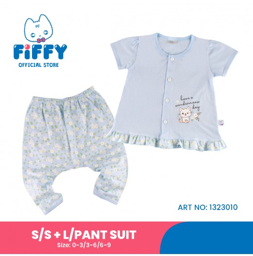 FIFFY KITTY WHIMSY SHORT SLEEVE VEST+ LONG PANT SUIT