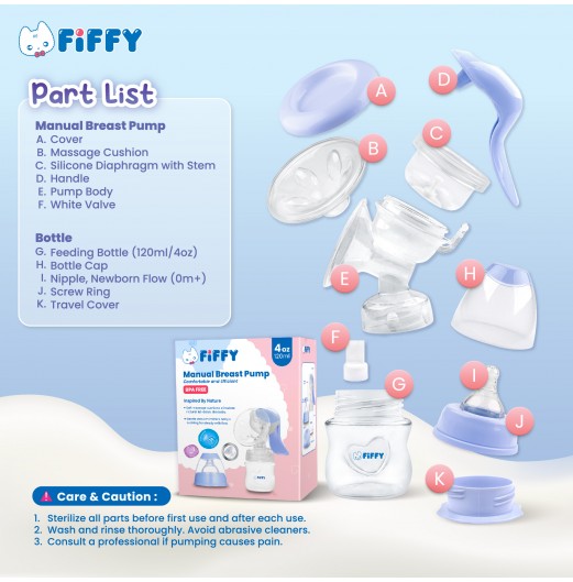 FIFFY BREAST PUMP MANUAL 120ML/4oz (18240)