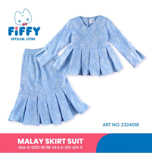 FIFFY BLUE BLOSSOM MALAY SKIRT SUIT