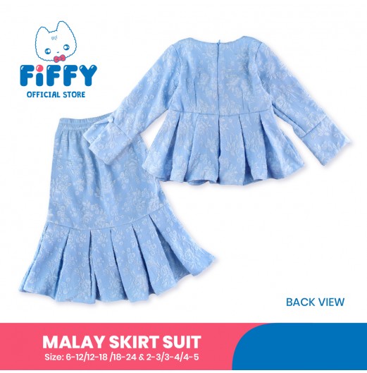 FIFFY BLUE BLOSSOM MALAY SKIRT SUIT