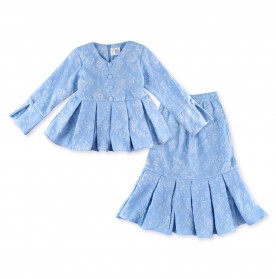 FIFFY BLUE BLOSSOM MALAY SKIRT SUIT