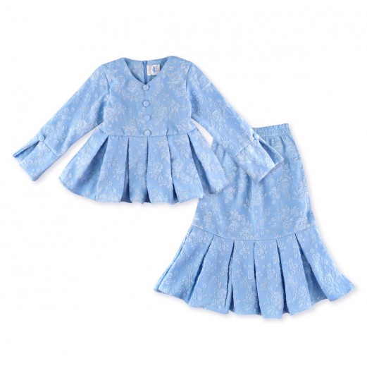 FIFFY BLUE BLOSSOM MALAY SKIRT SUIT