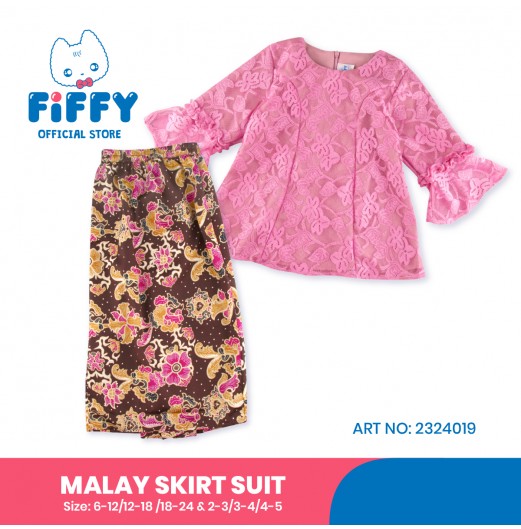 FIFFY PINK LACE ELEGANCE MALAY SKIRT SUIT