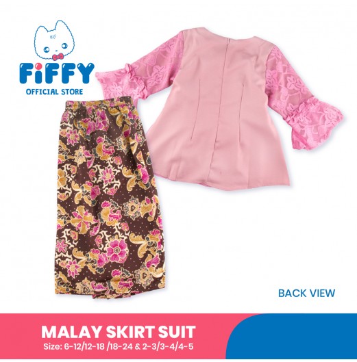 FIFFY PINK LACE ELEGANCE MALAY SKIRT SUIT