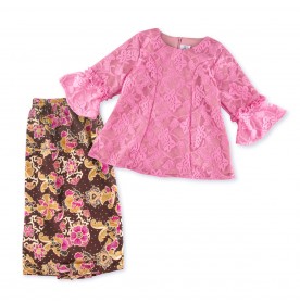 FIFFY PINK LACE ELEGANCE MALAY SKIRT SUIT