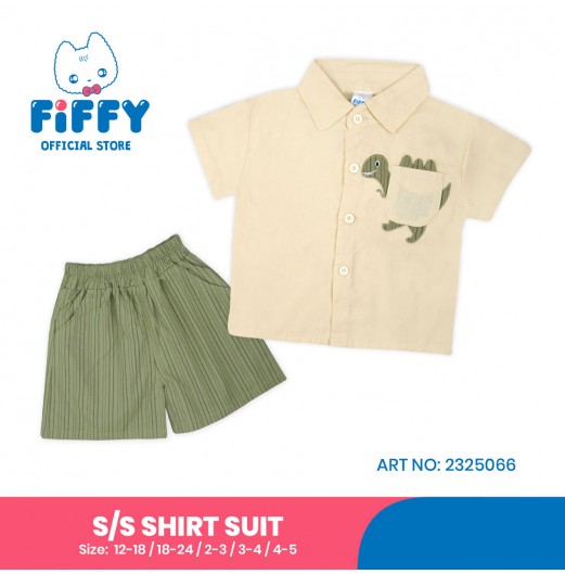 FIFFY BAJU BAYI POCKET DINO SHORT SLEEVE SHIRT SUIT (2325066)