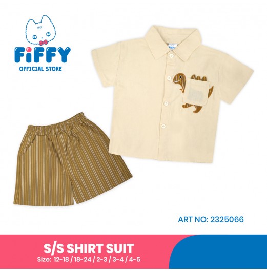 FIFFY BAJU BAYI POCKET DINO SHORT SLEEVE SHIRT SUIT (2325066)