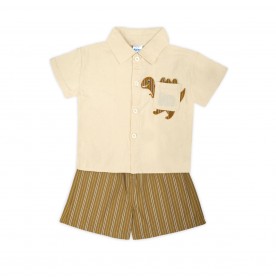 FIFFY BAJU BAYI POCKET DINO SHORT SLEEVE SHIRT SUIT (2325066)