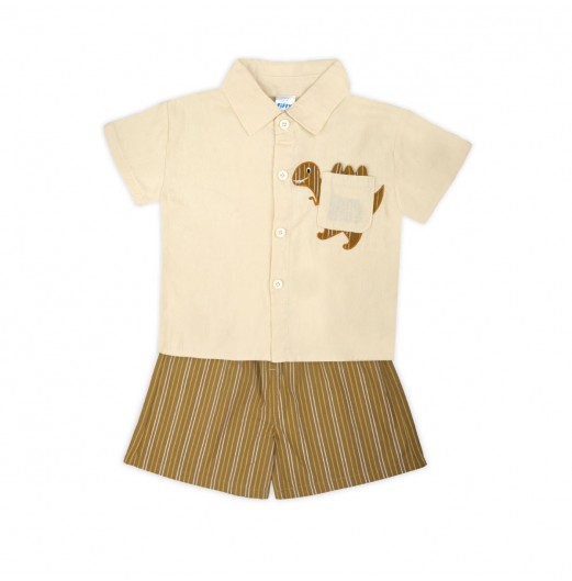FIFFY BAJU BAYI POCKET DINO SHORT SLEEVE SHIRT SUIT (2325066)