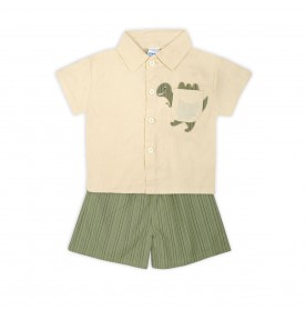 FIFFY BAJU BAYI POCKET DINO SHORT SLEEVE SHIRT SUIT (2325066)