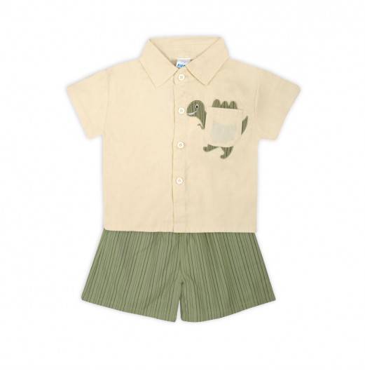 FIFFY BAJU BAYI POCKET DINO SHORT SLEEVE SHIRT SUIT (2325066)