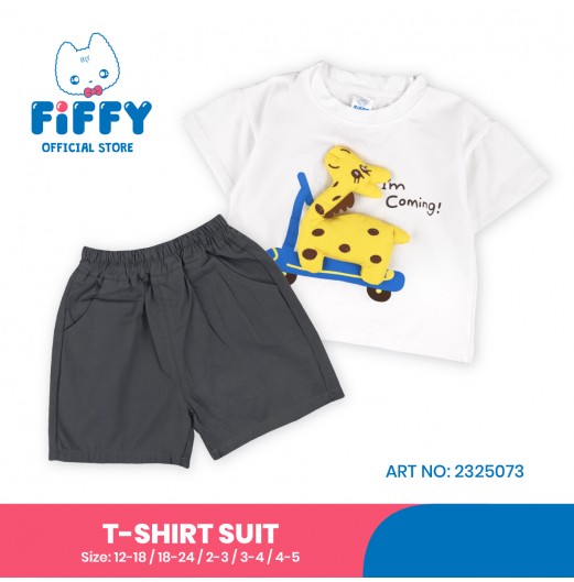 FIFFY BAJU BAYI GIRAFFE COMING T-SHIRT SUIT 3D (2325073)