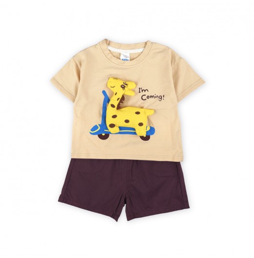 FIFFY BAJU BAYI GIRAFFE COMING T-SHIRT SUIT 3D (2325073)