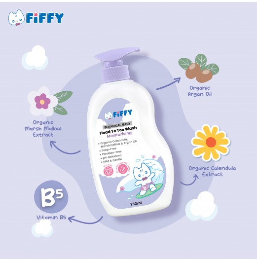 SHOP ALL - FIFFY MOISTURIZING BOTANICAL BABY HEAD TO TOE WASH (750ML BOTTLE / 600ML REFILL) 