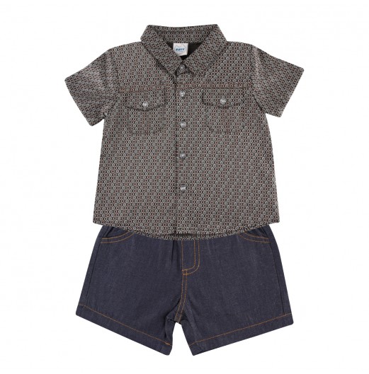 FIFFY BAJU BAYI BEACH BREEZE SHORT SLEEVE BOY SHIRT SUIT (2623515)